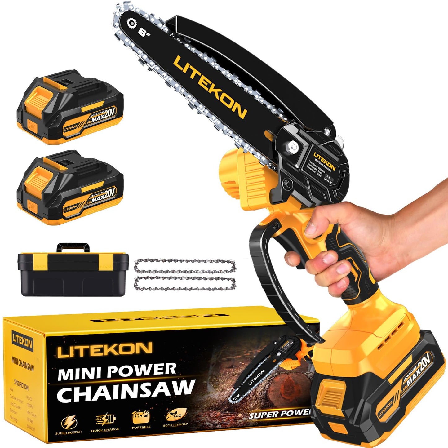 6 Inch Mini Electric Chainsaw with Batteries