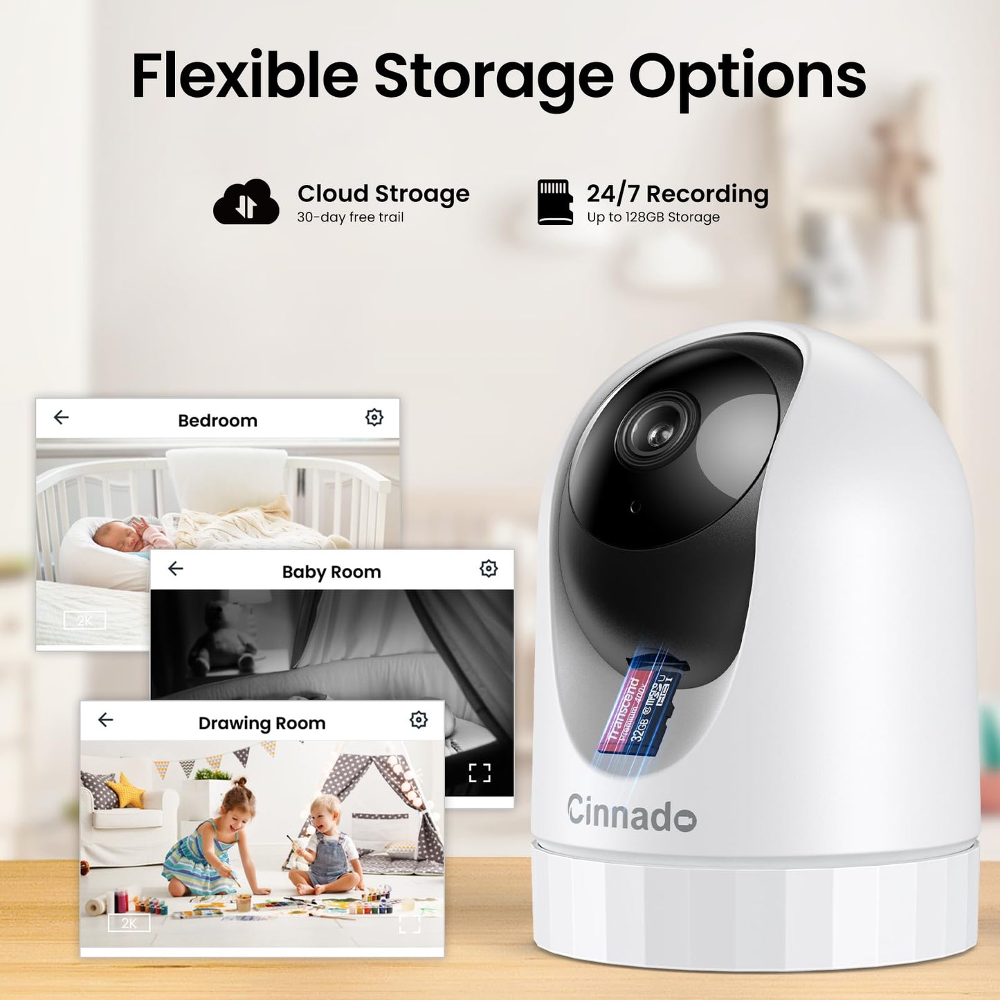 Cinnado 2K 360° Indoor WiFi Security Camera