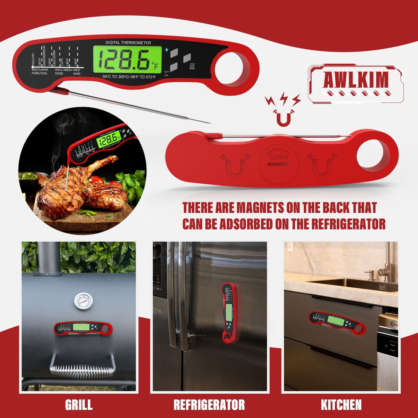 Instant Read Meat Thermometer for Cooking