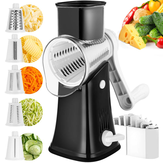 5-in-1 Rotary Cheese Grater with Stainless Blades