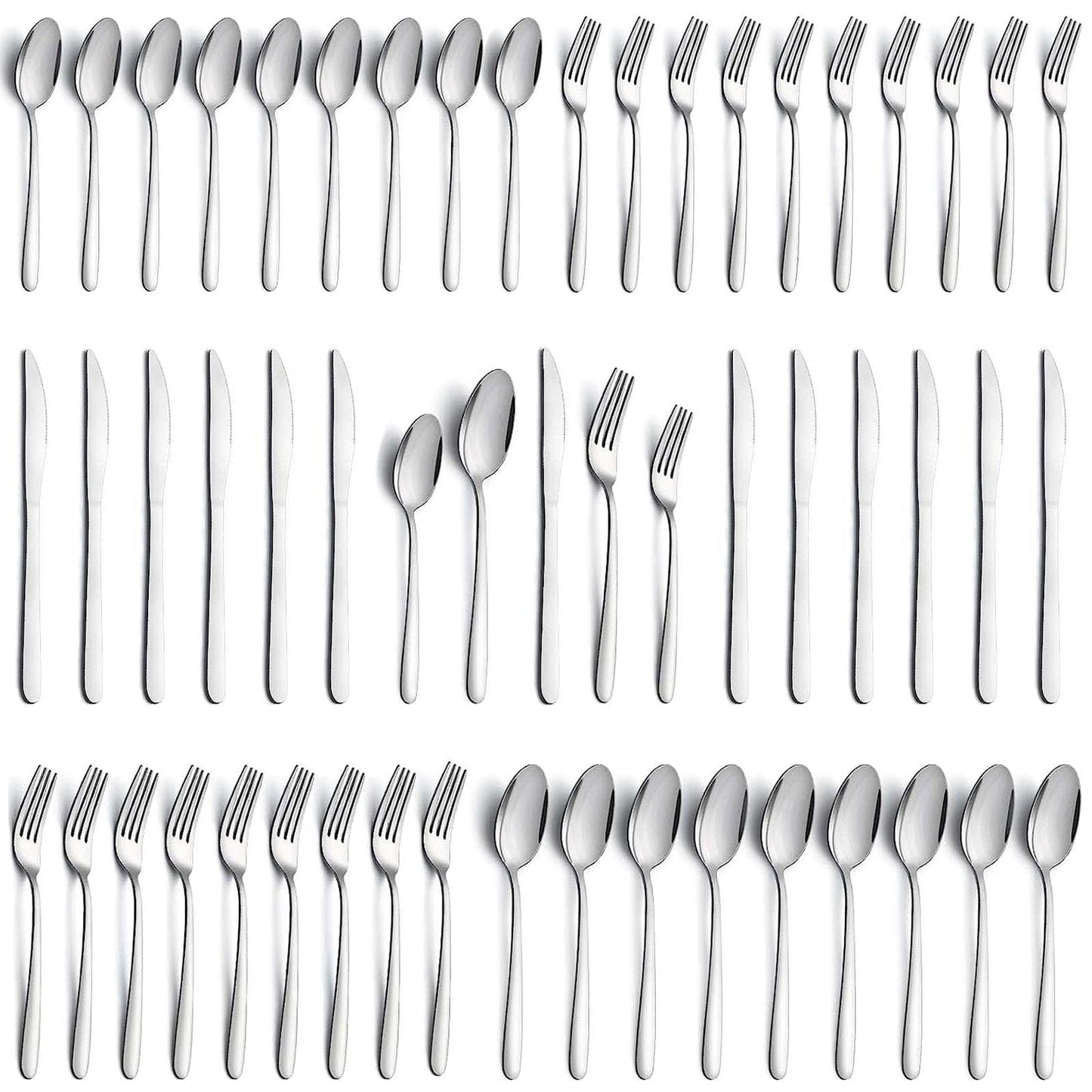 APEO 60 Piece Stainless Steel Silverware Set for 12, Premium Polished Flatware Sets, Forks Spoons and Knives Set, Food-Grade Cutlery Set for Home Kitchen Restaurant Hotel, Dishwasher Safe Utensils Set