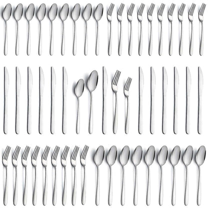 APEO 60 Piece Stainless Steel Silverware Set for 12, Premium Polished Flatware Sets, Forks Spoons and Knives Set, Food-Grade Cutlery Set for Home Kitchen Restaurant Hotel, Dishwasher Safe Utensils Set