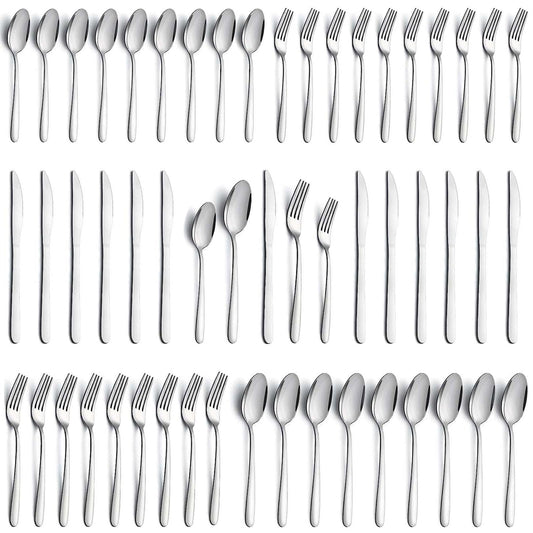 APEO 60 Piece Stainless Steel Silverware Set for 12, Premium Polished Flatware Sets, Forks Spoons and Knives Set, Food-Grade Cutlery Set for Home Kitchen Restaurant Hotel, Dishwasher Safe Utensils Set