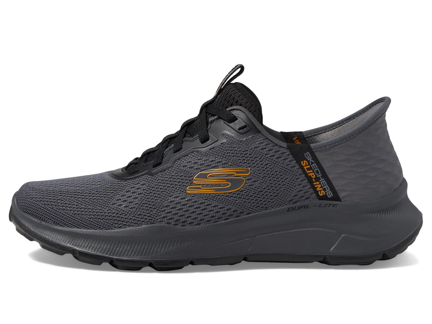 Skechers Men's Slip-in Sneakers, Charcoal/Orange, Size 10