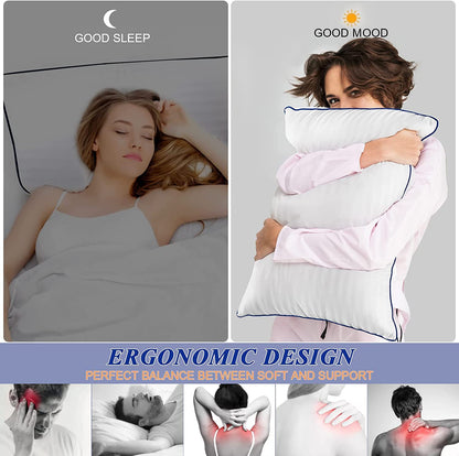 SEMZSOM Hotel Collection Bed Pillows Queen Size Set of 2, Soft & Supportive Down Alternative Pillow for Side or Back Sleeper