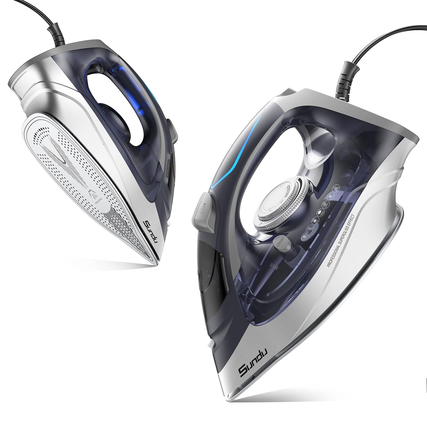 Sundu 1700W Steam Iron with Nonstick Soleplate