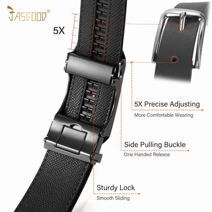 Mens Leather Ratchet Belt by JASGOOD 1.38" Width