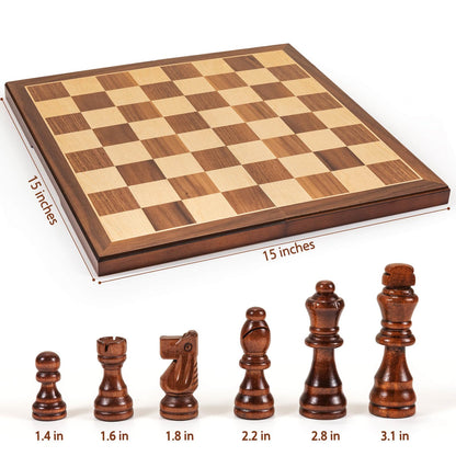 Handmade Walnut Chess Set with Folding Board