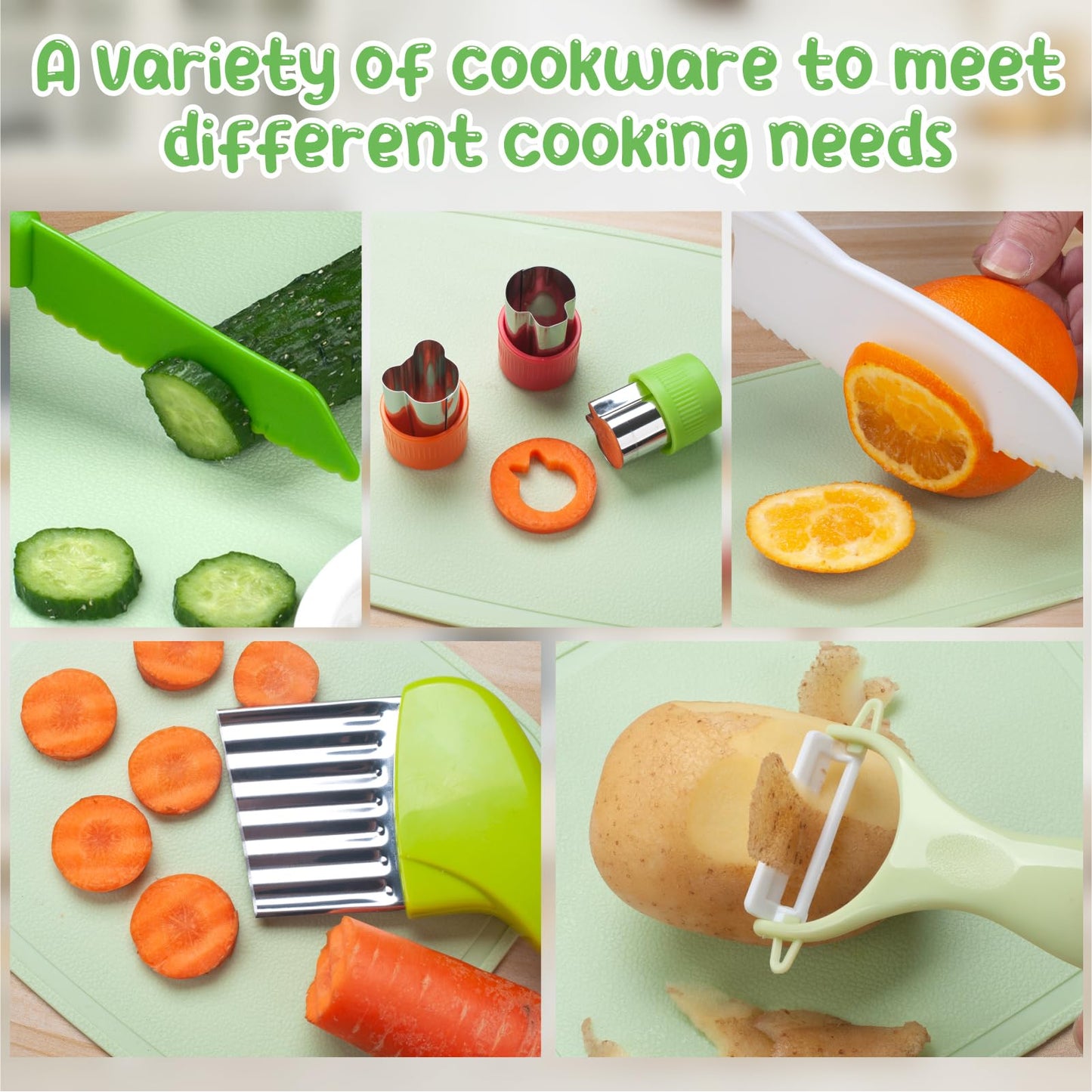 10Pcs Kids Kitchen Knife Set for Toddlers