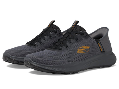 Skechers Men's Slip-in Sneakers, Charcoal/Orange, Size 10