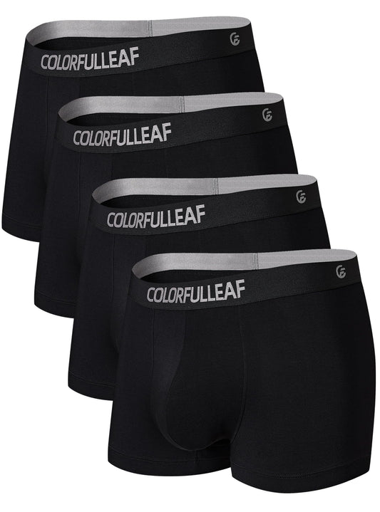 COLORFULLEAF Mens Boxer Briefs Short Leg Soft Rayon Made From Bamboo Underwear Trunks for Men Pack (4B,S)