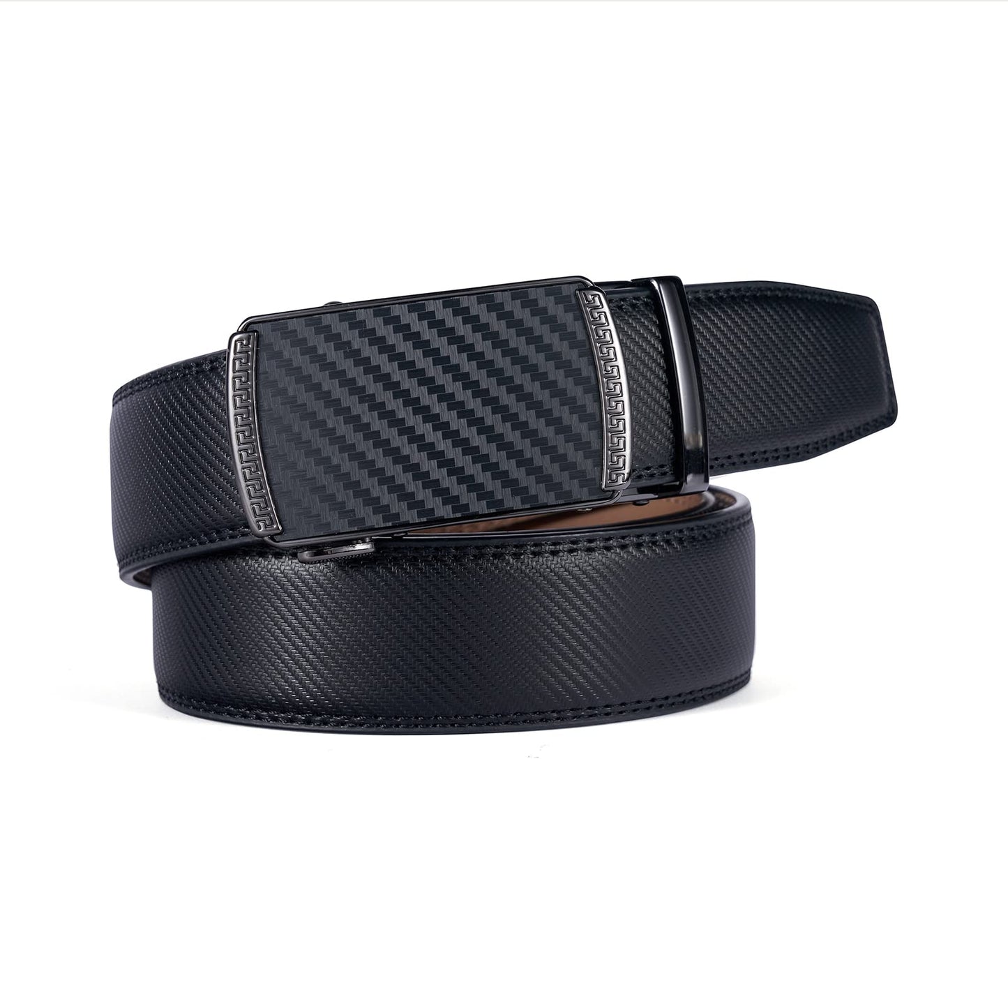 PlusZis 28"-68" Men's Leather Ratchet Dress Belt Big And Tall With Automatic Buckle