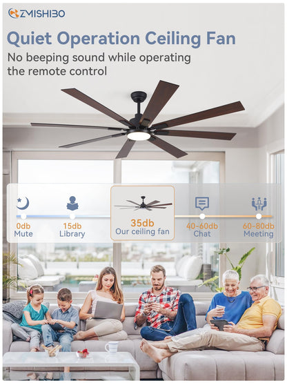 ZMISHIBO 72" Ceiling Fan with Lights & Remote