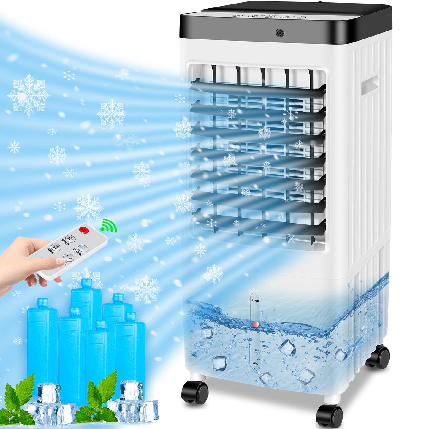 Portable Air Conditioners,20H Cooling Time Room Air Conditioners,3 IN 1 Swamp Cooler with 3.2 Gal Water Tank,Ac Unit with Timer,3 Speeds,75° Oscillation,Air Cooler for Room/Kitchen/Bedroom/Garage