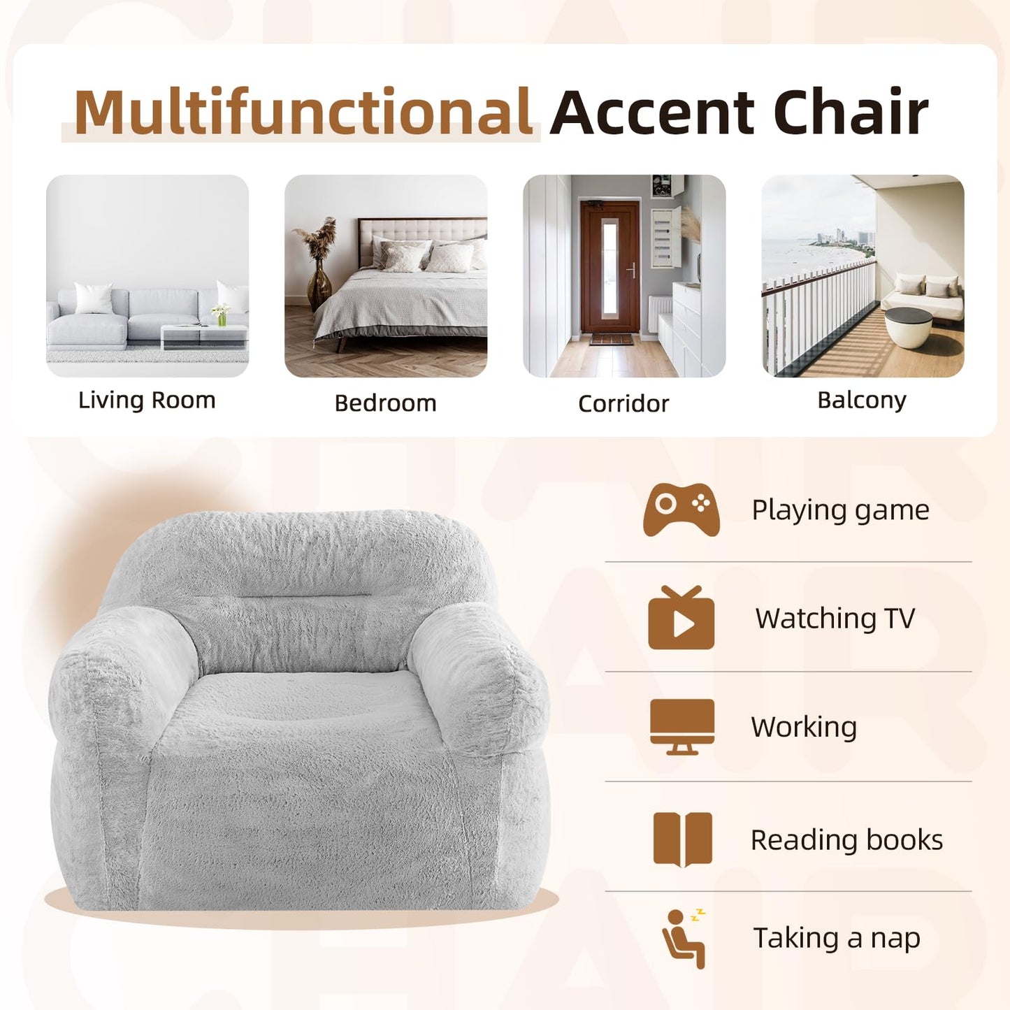 Giant Bean Bag Chair for Adults - Comfy Sofa