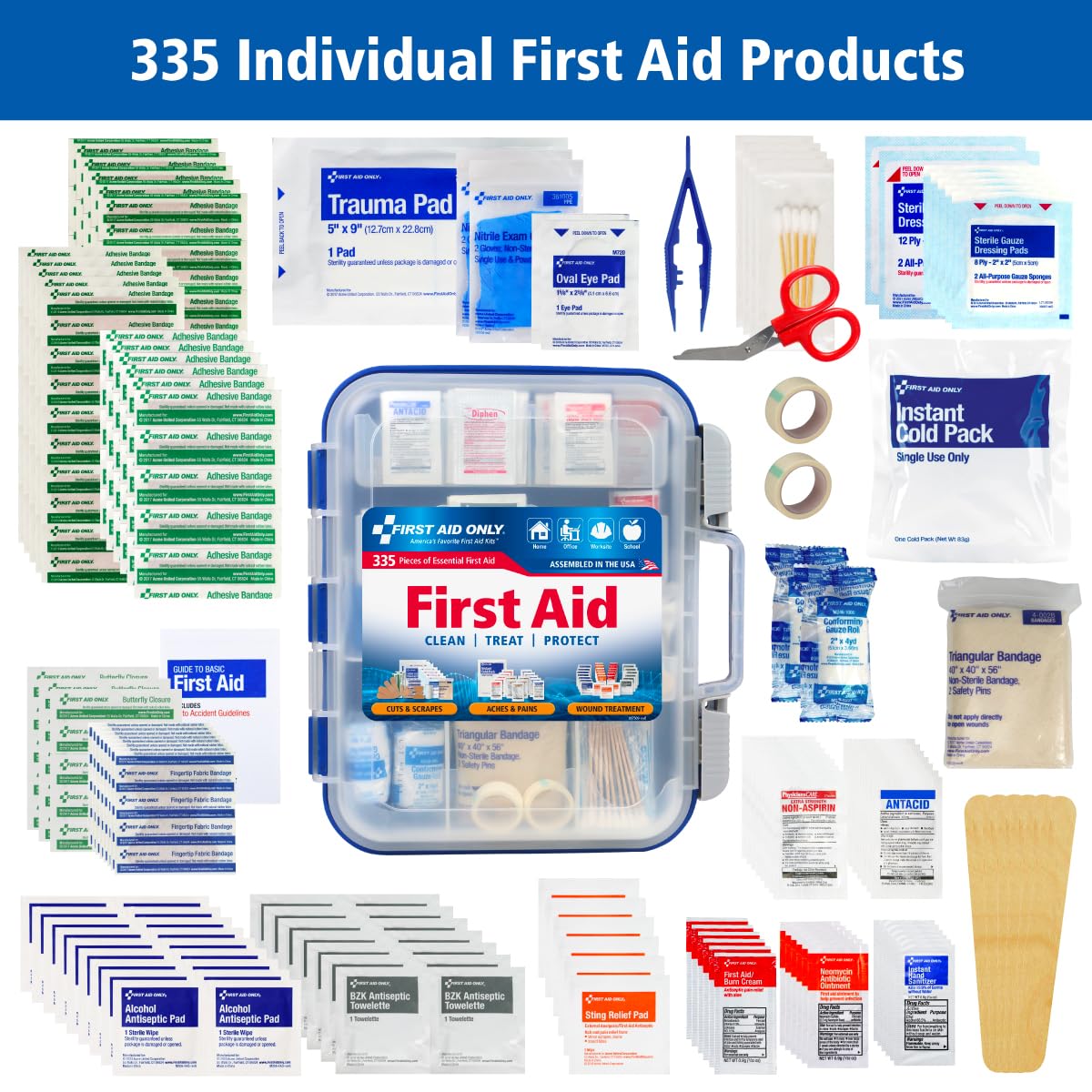 335 Pieces First Aid Kit by First Aid