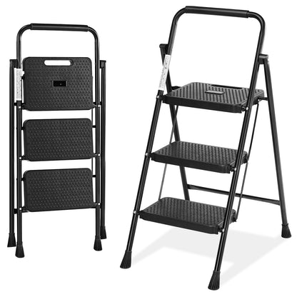 OLIXIS 3-Step Folding Ladder Stool 800lbs