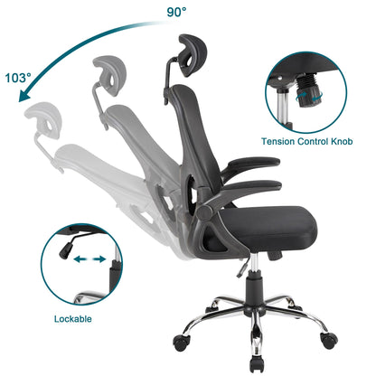 VECELO High Back Mesh Office Chair with Armrest