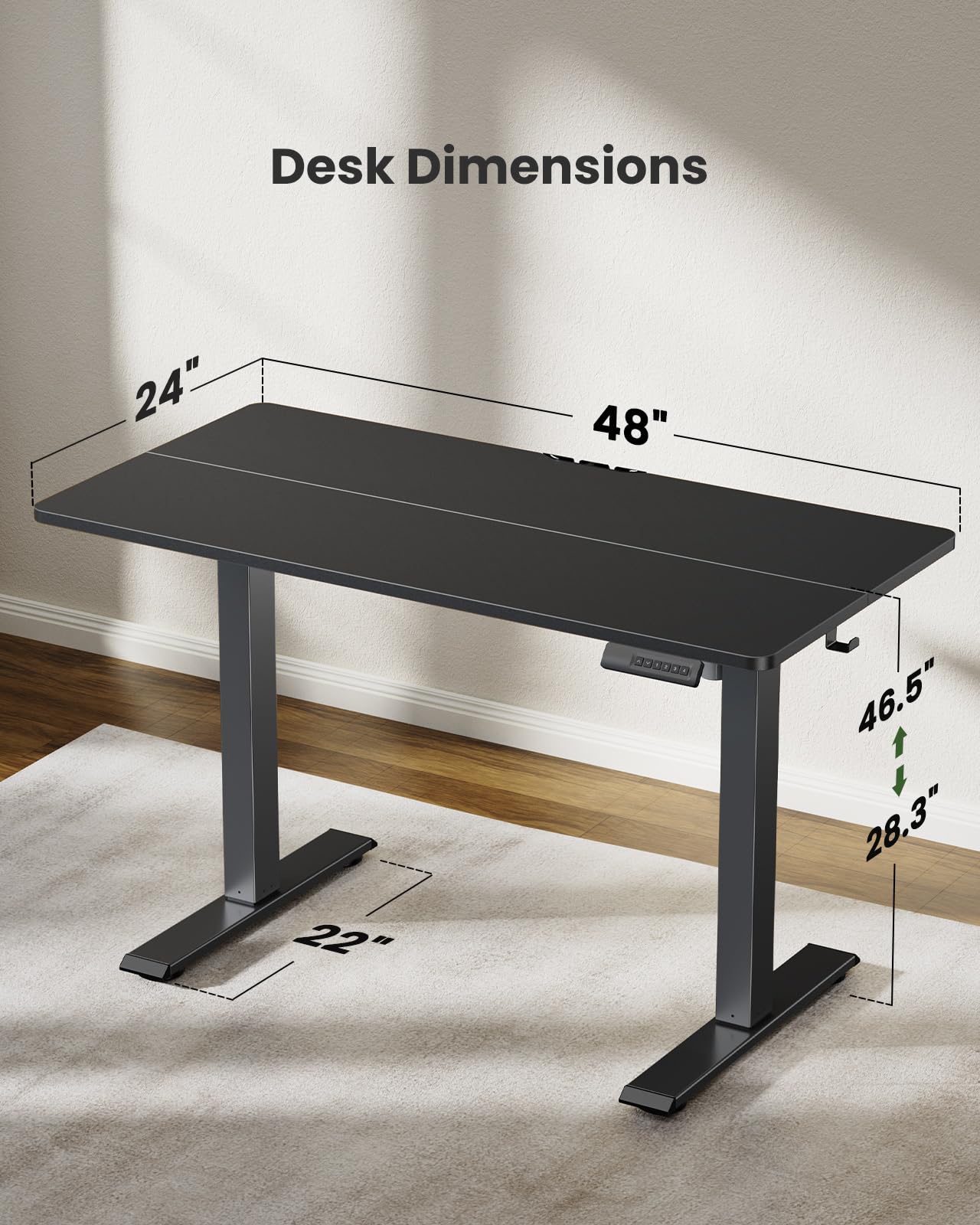 Marsail Standing Home Office Desks,Adjustable Heights Stand Up Desks,48x24 Inches Desktop Sit Stand Gaming Computer Desks for Study,Working,Writing,With 4 Memory Presets,Headphone Hook,Cable Organizer