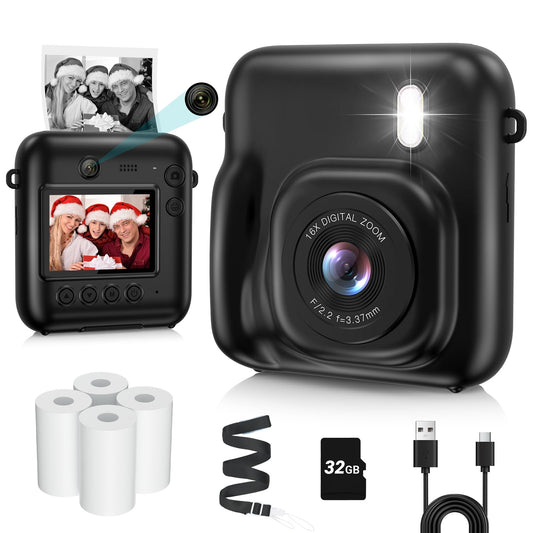 Kids Instant Print Camera with Dual-Lens 48MP