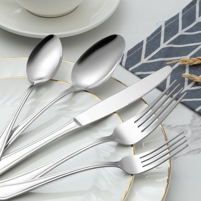 BEWOS 40-Piece Silverware Set, Stainless Steel Silverware Sets for 8, Forks Spoons and Knives Set, Cutlery Set, Mirror Polished Flatware Set, Dishwasher Safe Kitchen Utensils Set for Home, Restaurant