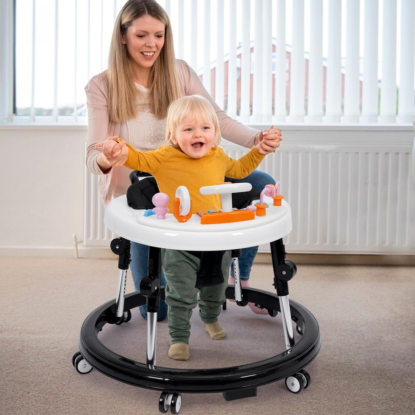 Foldable Baby Walker with 9 Adjustable Heights