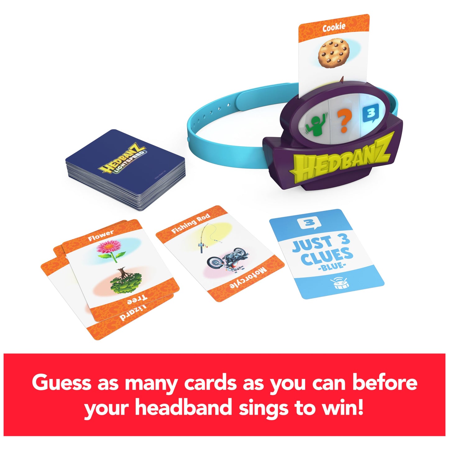 Hedbanz Lightspeed Family Game with Lights & Sounds | Card Game for Kids Ages 6+ and Families