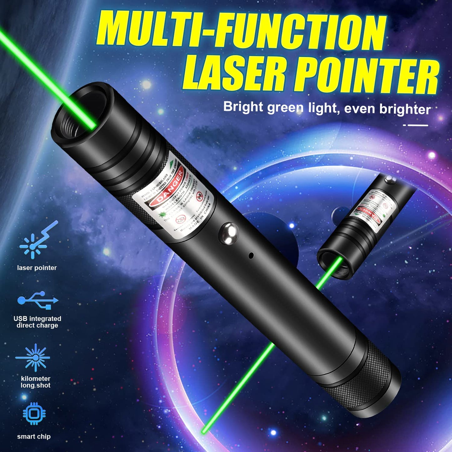 Rechargeable Laser Pointer Flashlight for Outdoor Use