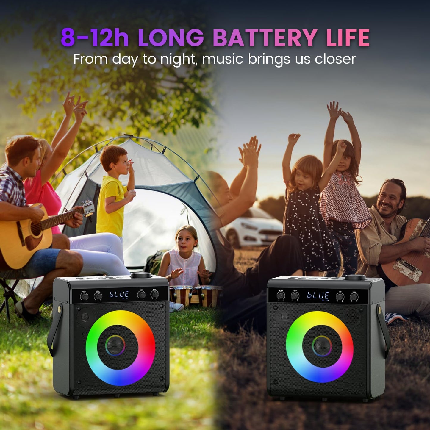 Portable Karaoke Machine with 2 Wireless Microphones