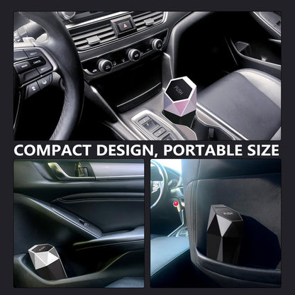 Ginsco Car Trash Can Cup Holder, Mini Car Trash Can with Lid, Car Accessories for Interior, Leakproof Small Trash Cup for Car, Home, Bedroom with Additional 2 ABS Hooks and 90pcs Trash Bags Black