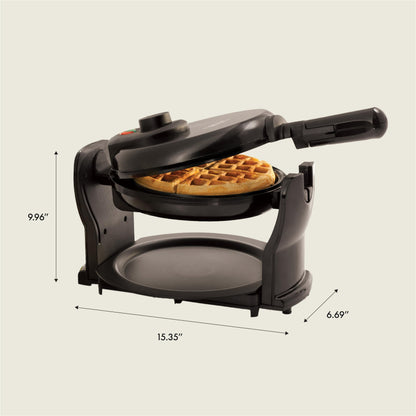 BELLA Classic Rotating Belgian Waffle Maker with Nonstick Plates, Removable Drip Tray, Adjustable Browning Control and Cool Touch Handles, Black