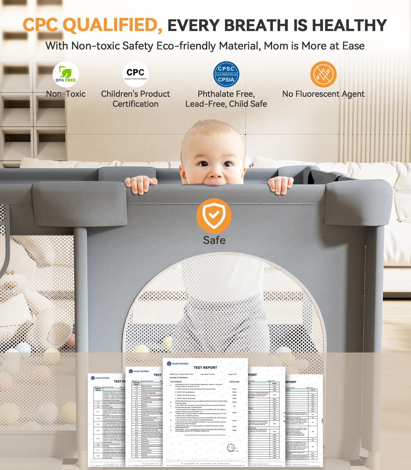 TOHIFER Baby Playpen: Large Baby Playard for Toddler, BPA-Free, Non-Toxic, Safe No Gaps Play Yard for Babies, Indoor & Outdoor Kids Activity Center Baby Fence 51"x51"x26.8"