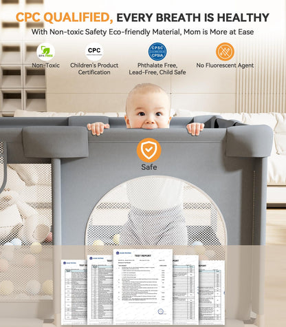 TOHIFER Baby Playpen: Large Baby Playard for Toddler, BPA-Free, Non-Toxic, Safe No Gaps Play Yard for Babies, Indoor & Outdoor Kids Activity Center Baby Fence 51"x51"x26.8"
