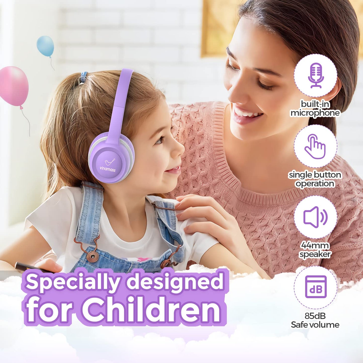 Kids Bluetooth Headphones with 22H Playtime