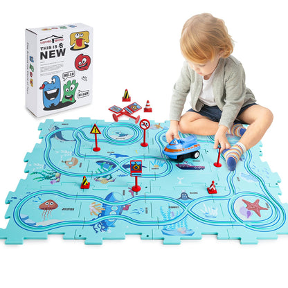 Ocean Puzzle Racer Car Track Set for Kids