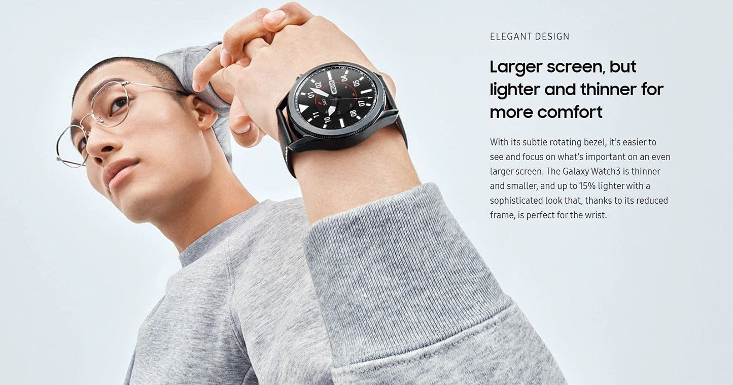 Samsung Galaxy Watch3 2020 Smartwatch (Bluetooth + Wi-Fi + GPS) International Model (Black, 45mm) (Renewed)
