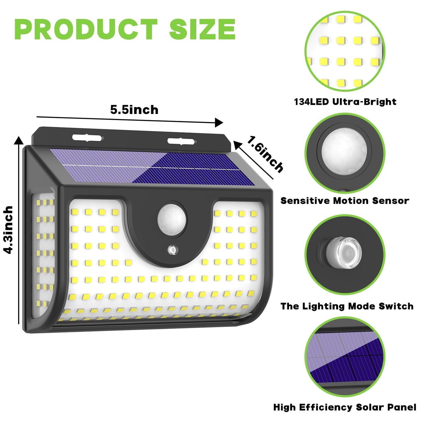 Ornnut 4-Pack Solar Motion Sensor Lights