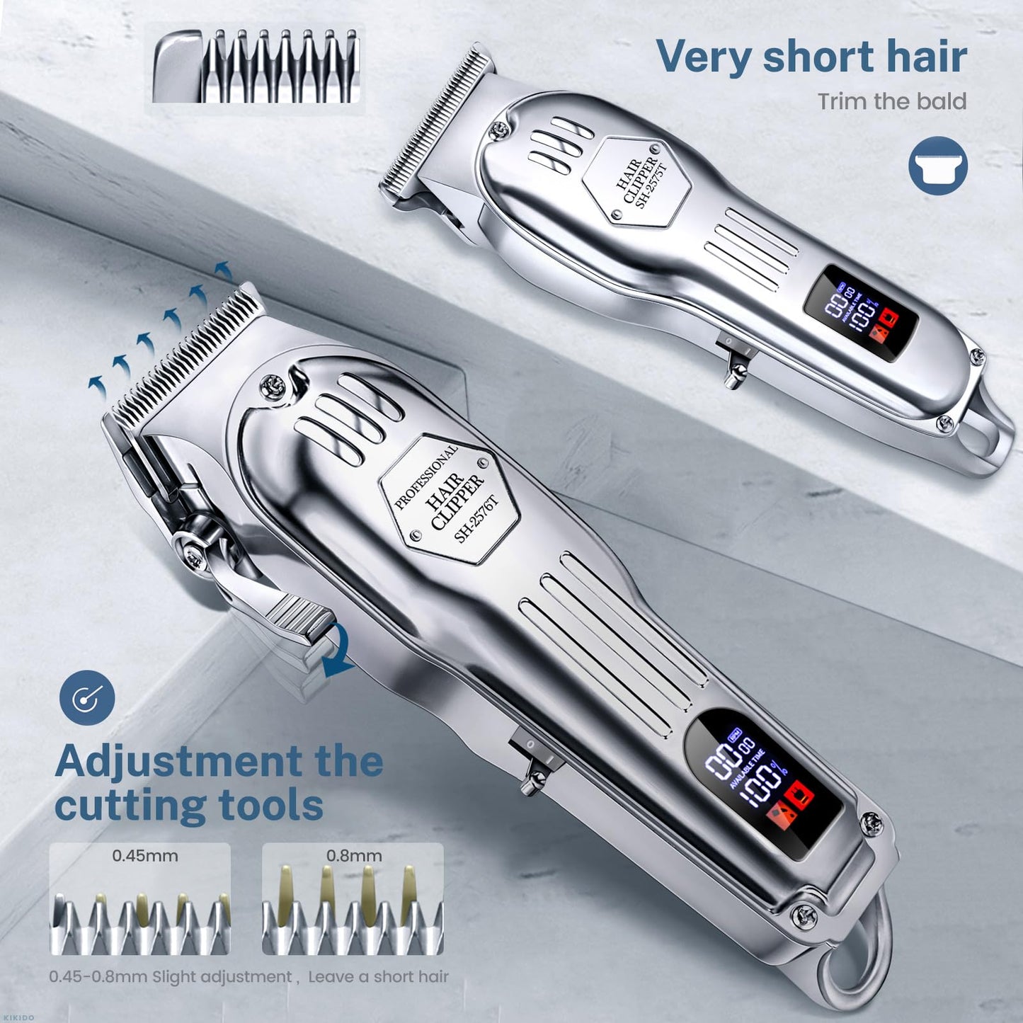 KIKIDO Cordless Hair Clippers with LCD Display