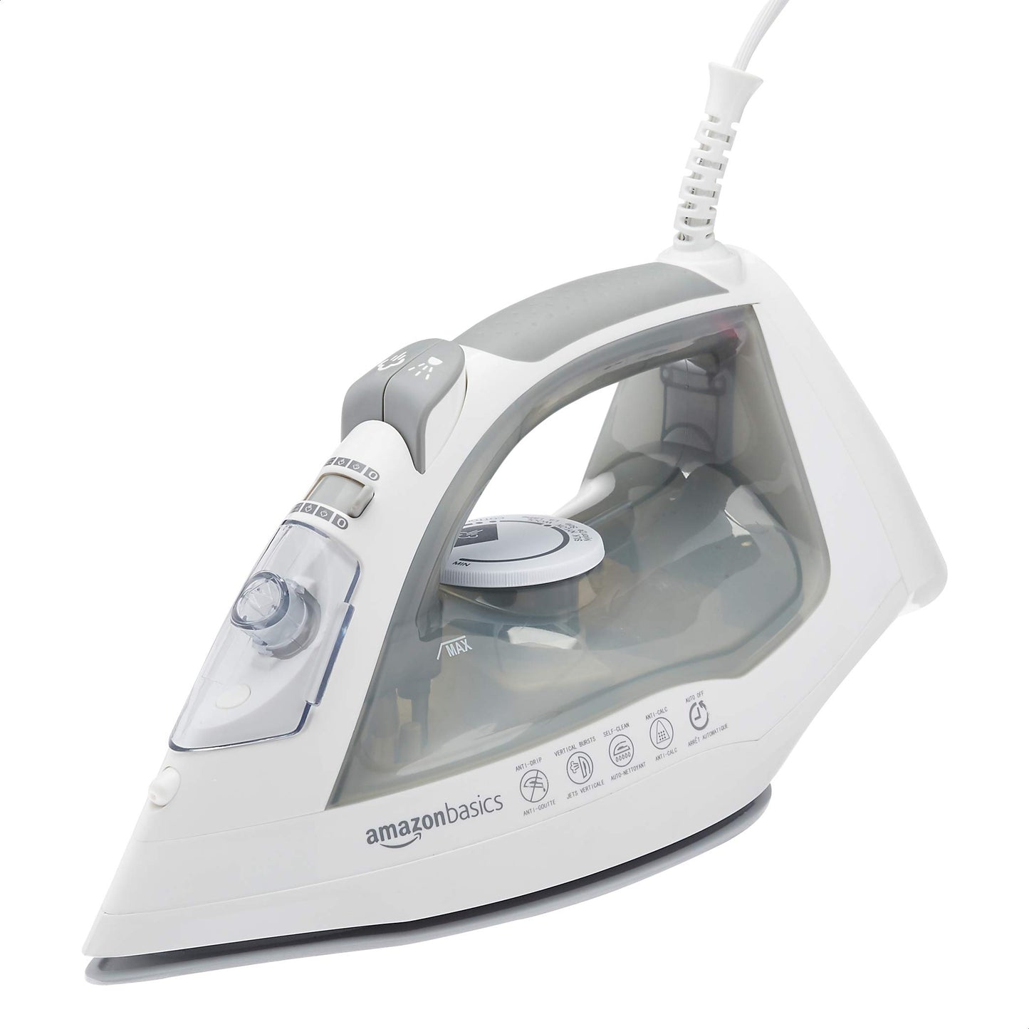 Amazon Basics Ceramic Soleplate Steam Iron, 1700-Watt, Gray, 11 Inch