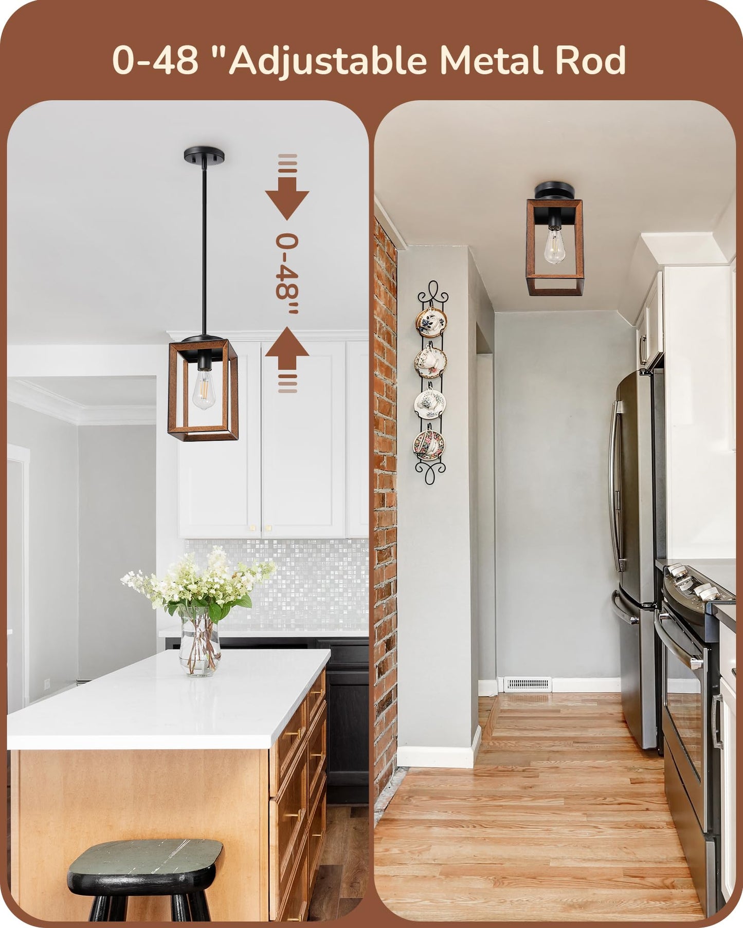 Farmhouse Pendant Light with Adjustable Chain