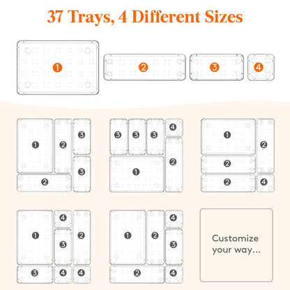 Lifewit 37PCS Clear Plastic Drawer Organizer Set