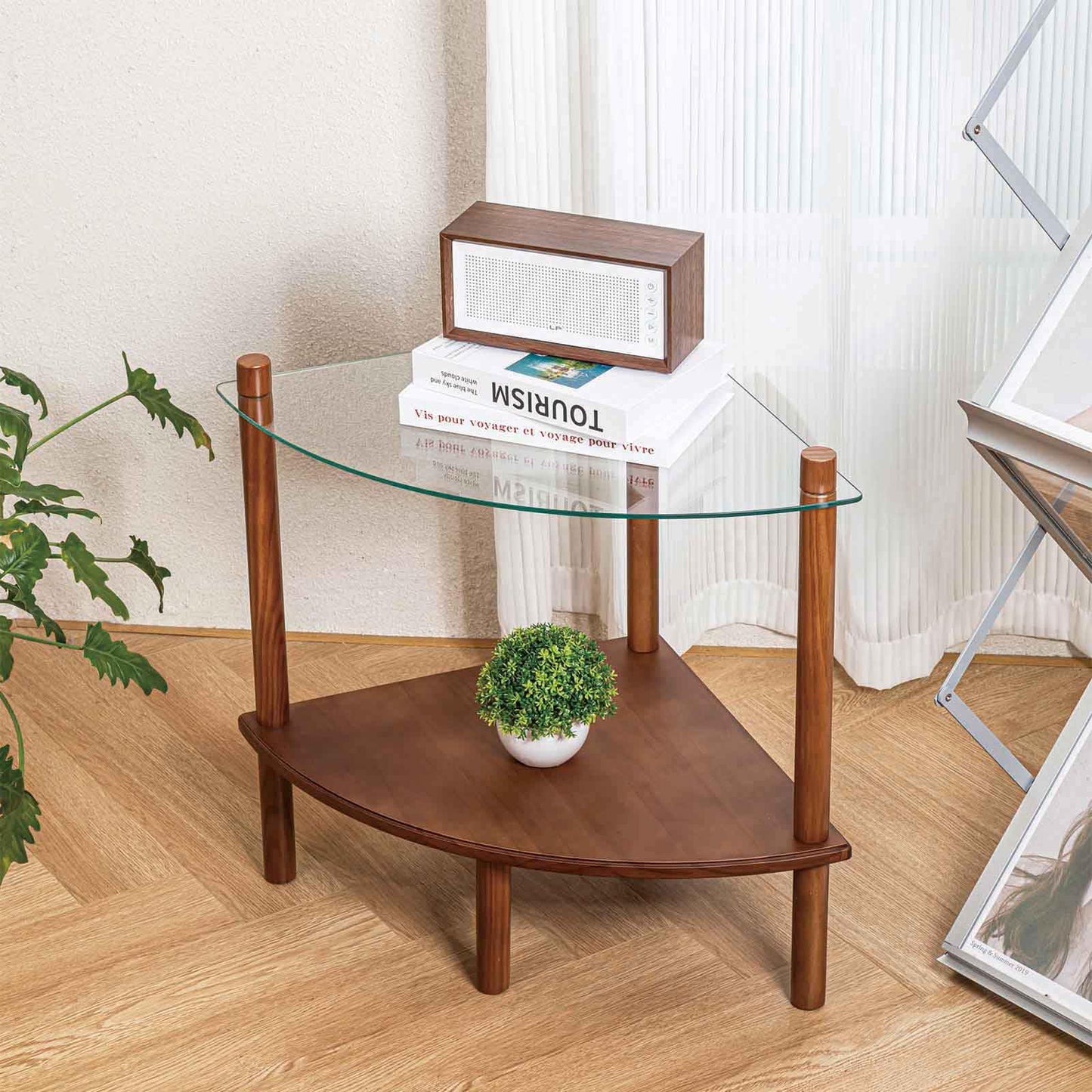 Stylish 2-Tier Glass Top Side Table