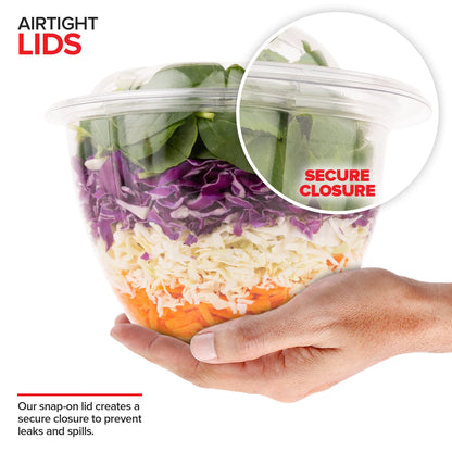 Plastic Salad Bowls with Lids, 50 Count