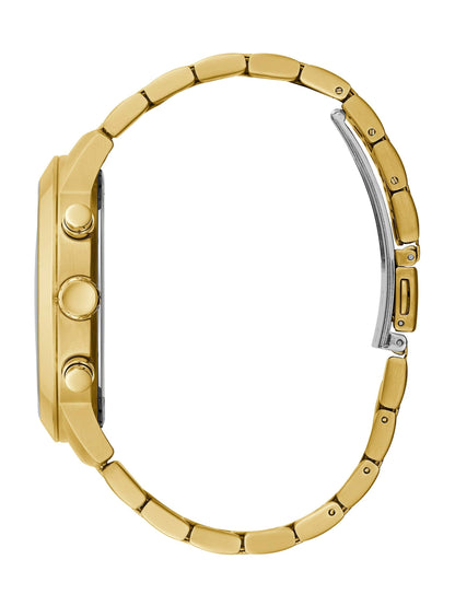 GUESS Gold-Tone + Black Multifunction Steel Bracelet Watch