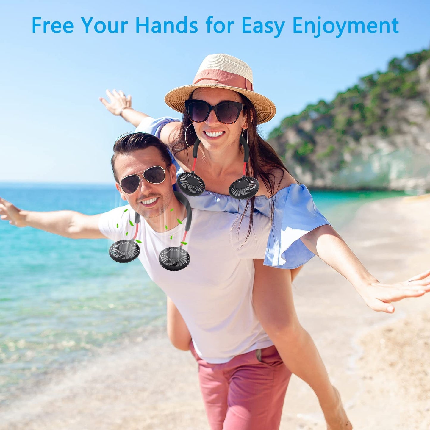 Portable Rechargeable Neck Fan with 360° Rotation