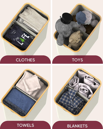 Large Laundry Basket, Clothes Hampers for Laundry, Dirty Clothes Hamper, Foldable & Space Saving (Beige)…