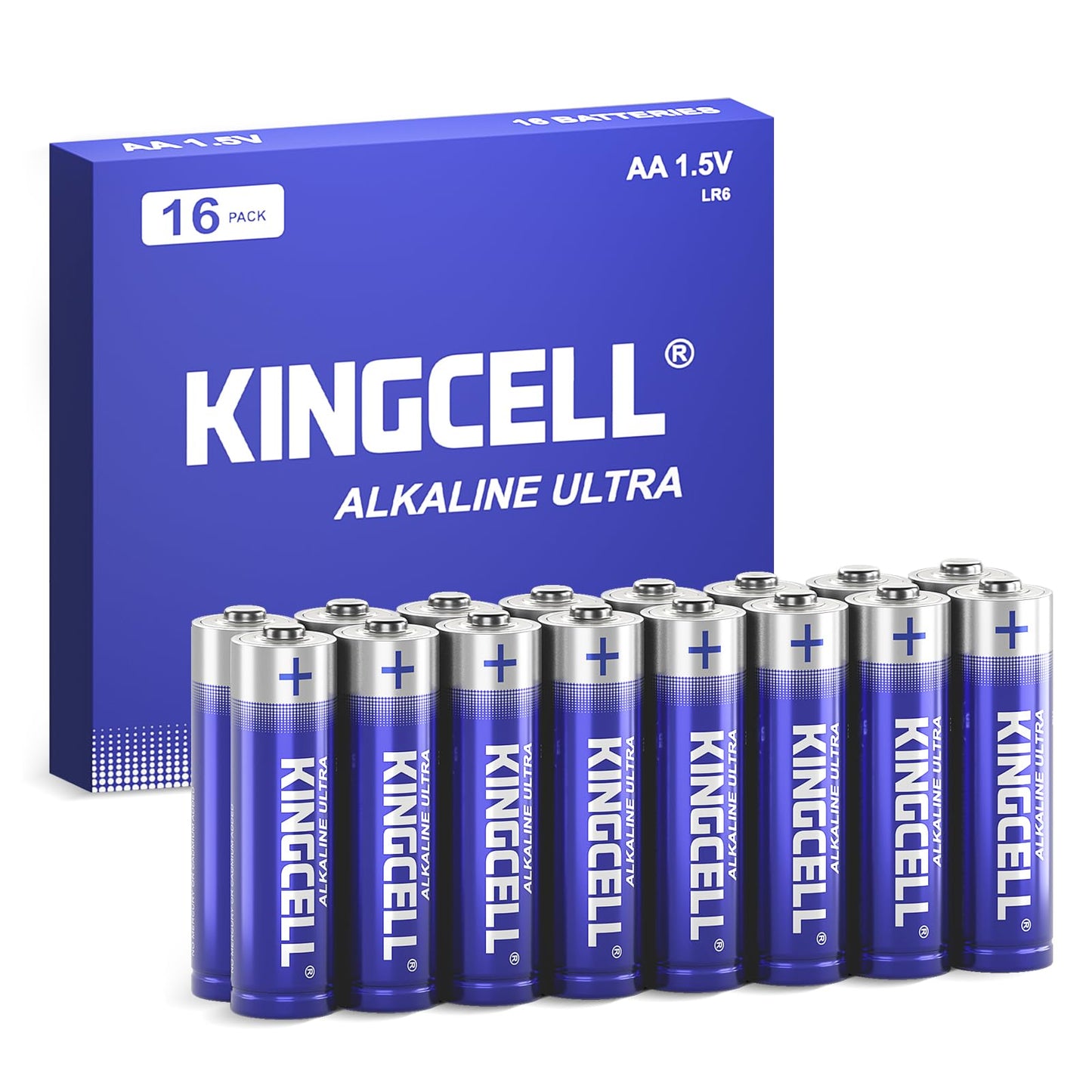 16 Pack KINGCELL Alkaline AA Batteries
