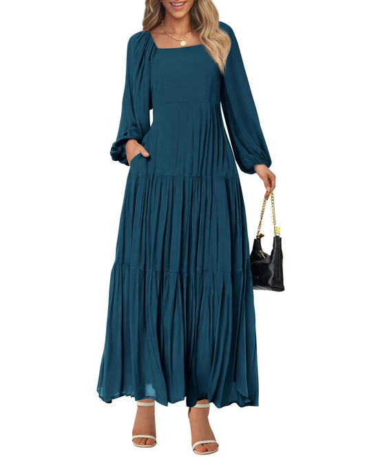 BTFBM Women Formal Puff Sleeve Maxi Dress