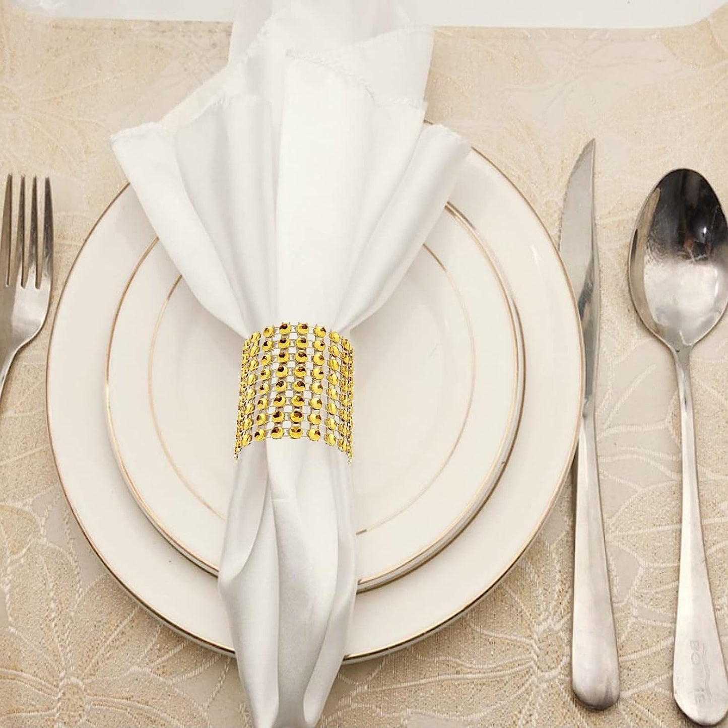 SHAFA IMPEX Rhinestone Napkin Rings, Gold Napkin Rings Set 100 Buckles for Table Decorations, Wedding, Dinner,Party (Gold, Set 100)