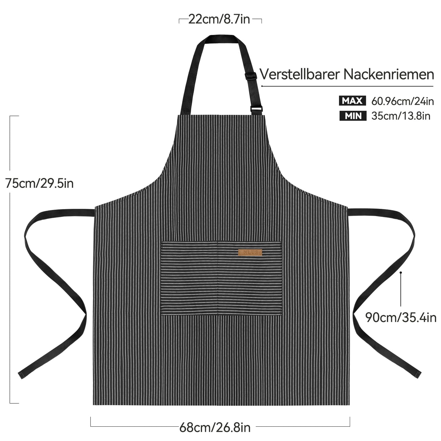 Adjustable Chef Apron with 2 Pockets